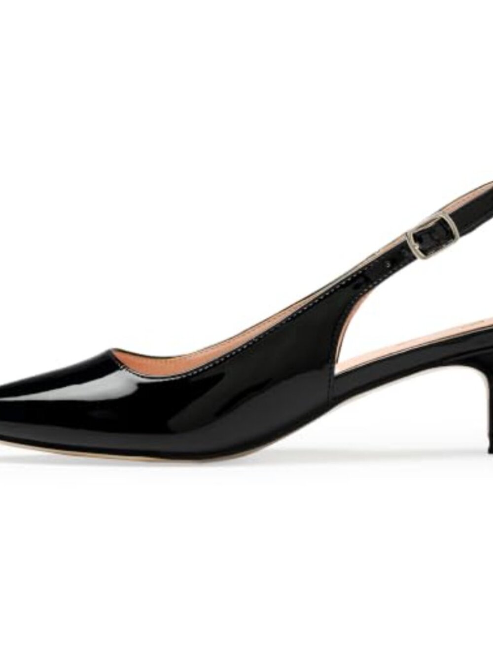 Women's Low Kitten Heel Slingback Pumps Pointed Toe Ankle Strap Formal Dress